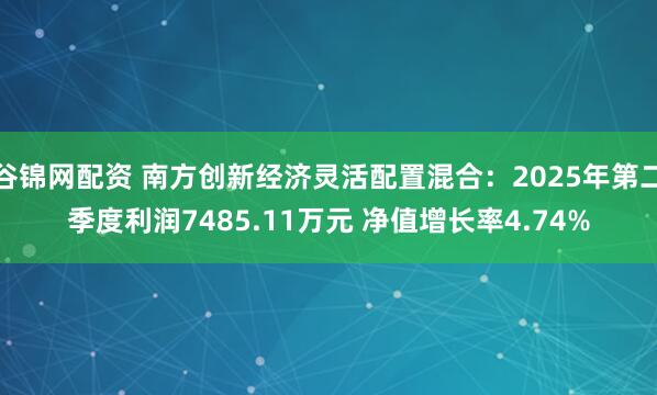 谷锦网配资 南方创新经济灵活配置混合：2025年第二季度利润7485.11万元 净值增长率4.74%